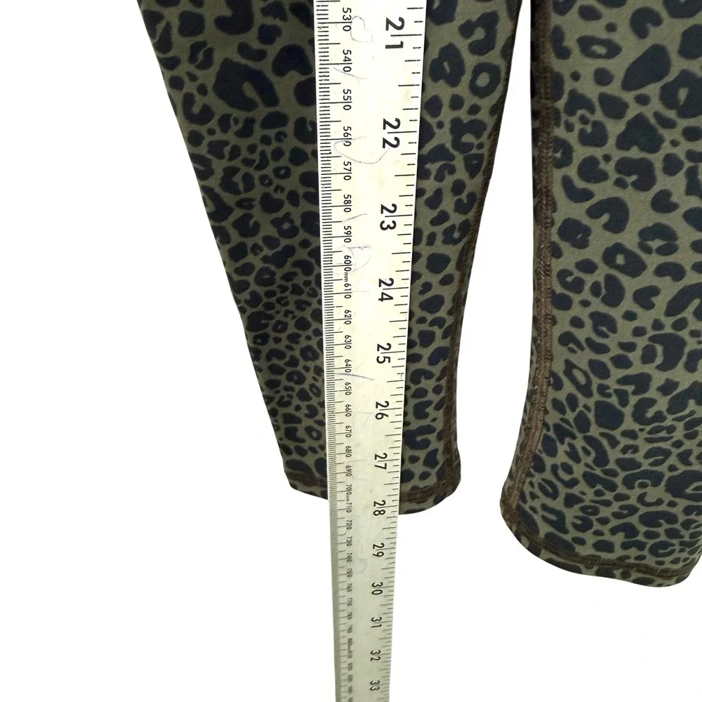 Alo Yoga Airlift High Waist Leopard Print Leggings Olive Green Black XS W5725R